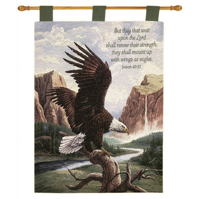 Charlotte Home Furnishings  Freedom With Verse Fine Art Tapestry, Brown