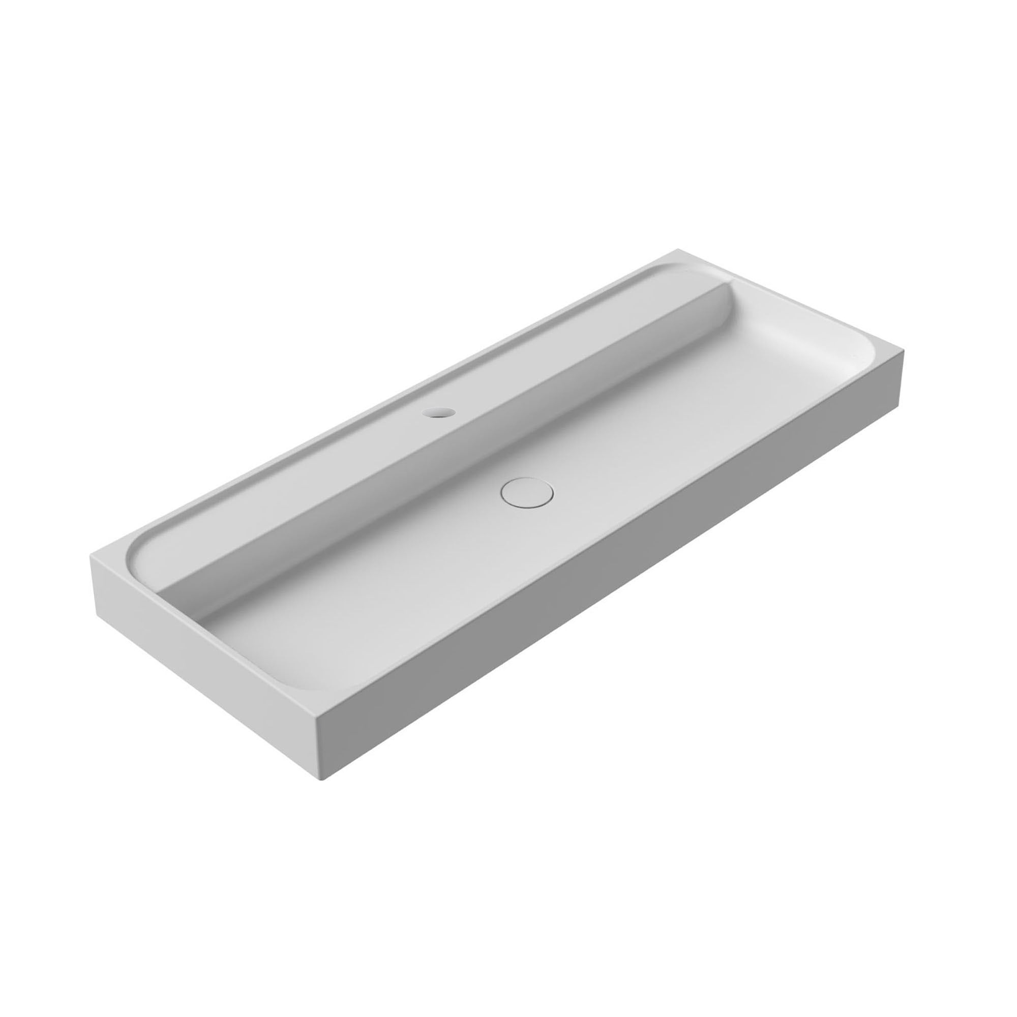 WS Bath Collections Unit Plus 18.1'' Glossy White Porcelain Rectangular Bathroom Sink with Overflow