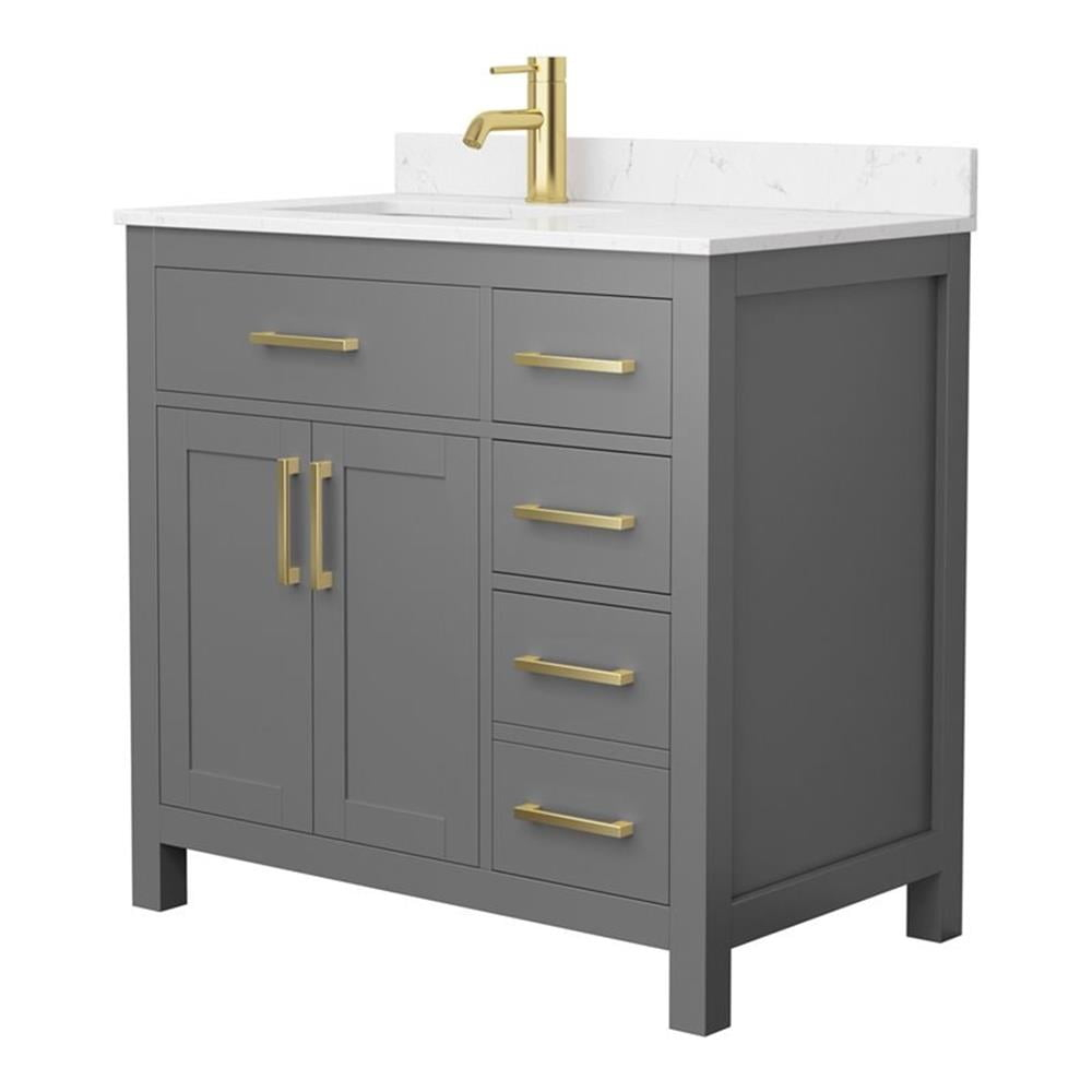 Wyndham Collection Beckett 36" Wood Single Bathroom Vanity in Dark Gray/Gold