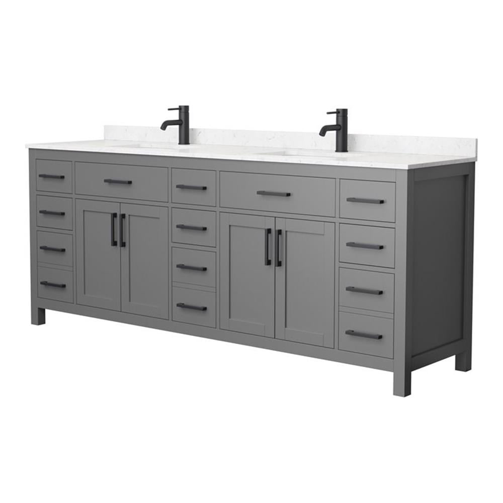 Wyndham Collection Beckett 84" Wood Double Bathroom Vanity in Dark Gray/Black