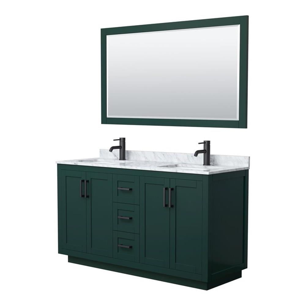 Wyndham Collection Miranda 60" Wood&Metal Double Bathroom Vanity in Green/Black