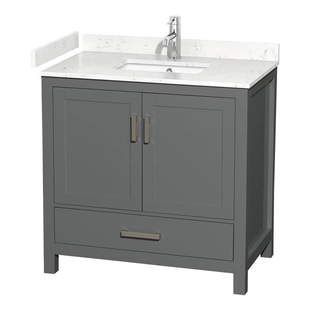 Wyndham Collection Sheffield 36" Metal Single Bathroom Vanity in Dark Gray