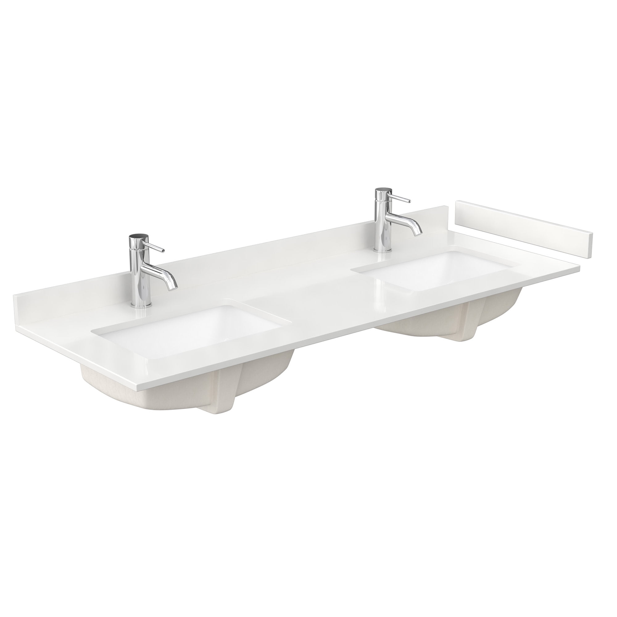 Wyndham Collection 60" Double Countertop with Square Sinks (1-Hole), Backsplash & Sidesplash