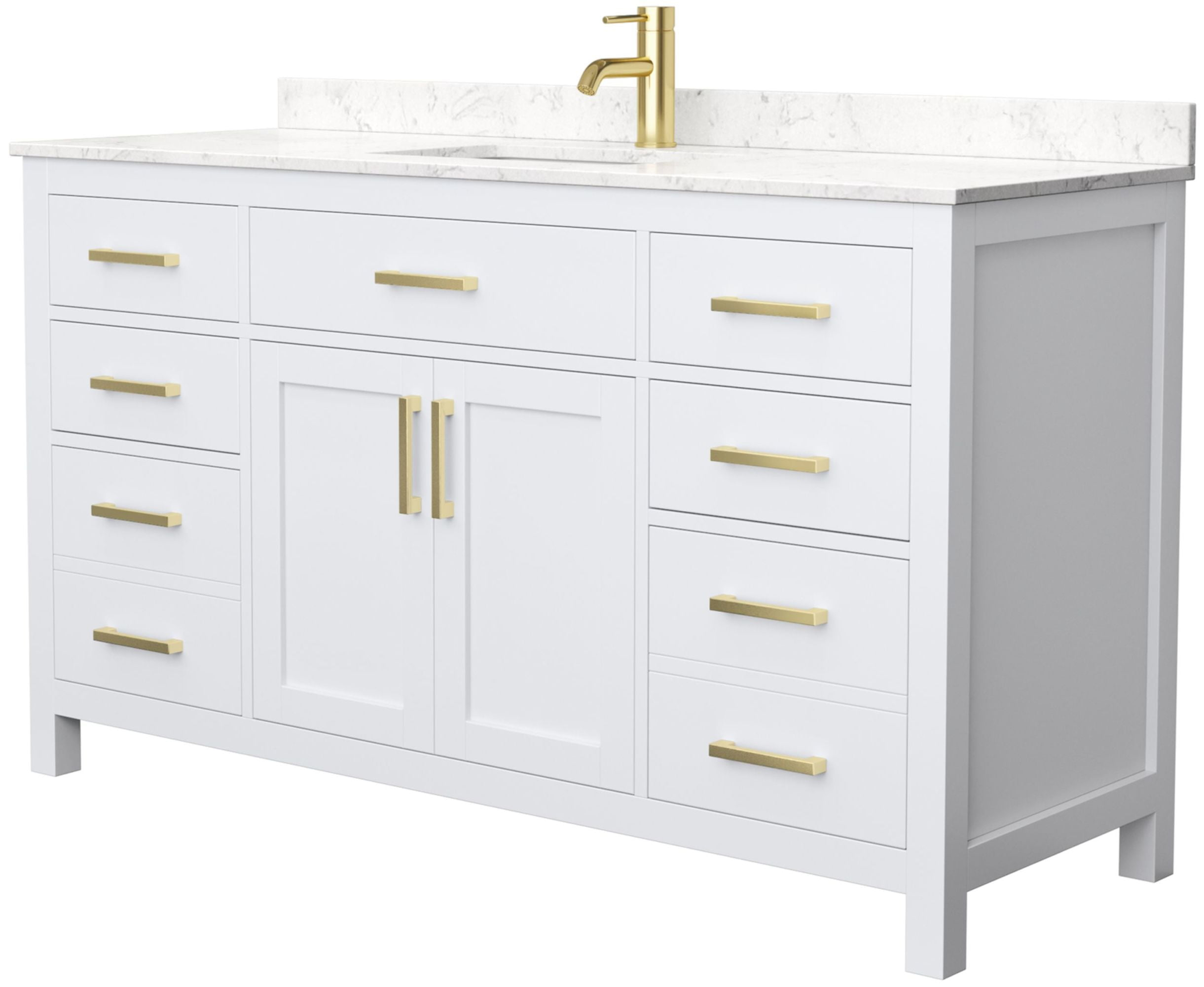 Beckett 60" Freestanding Single Bathroom Vanity with Cultured Marble Top