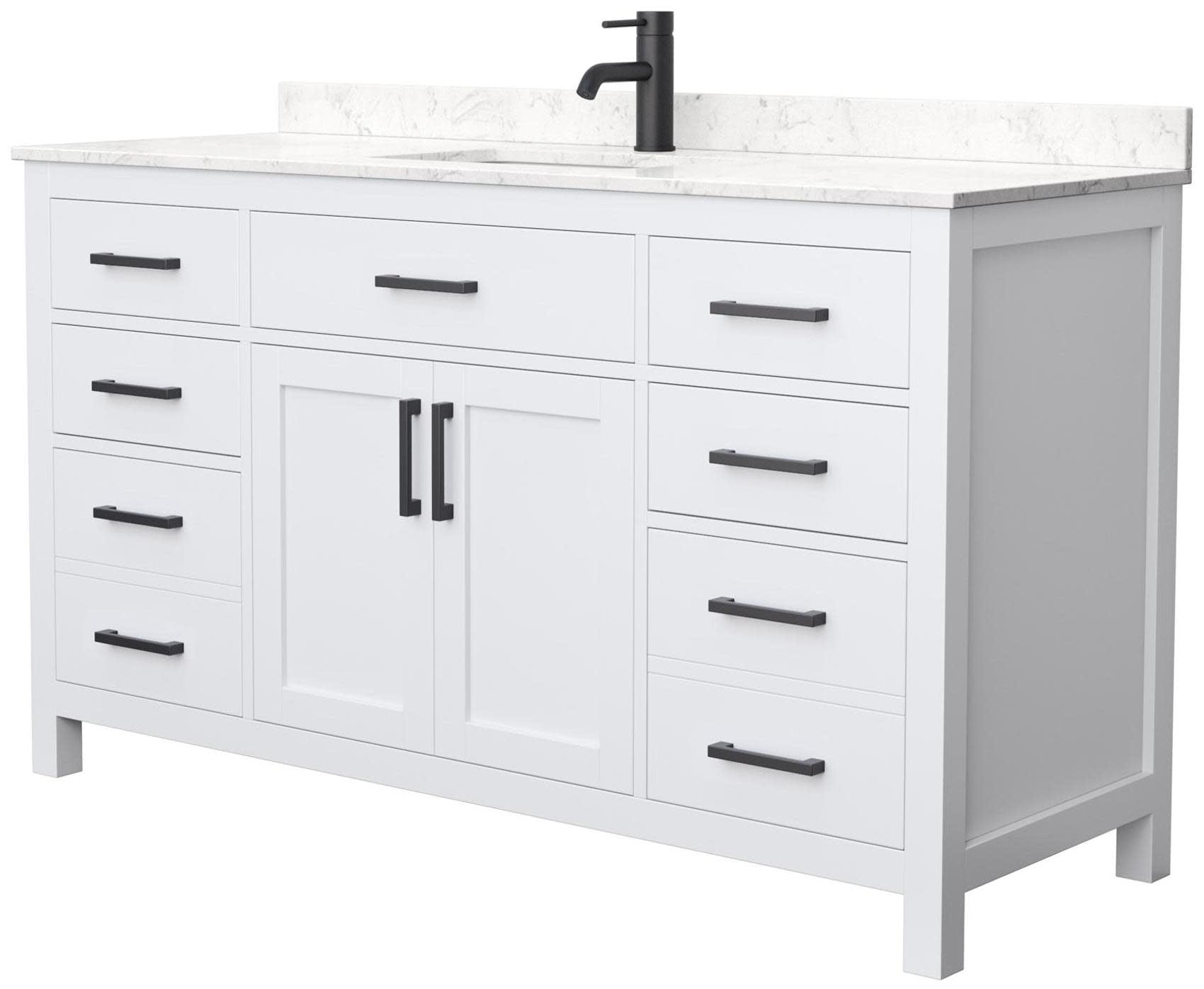 Beckett 60" Freestanding Single Bathroom Vanity with Cultured Marble Top