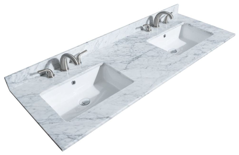 Wyndham Collection 60'' Marble Double Bathroom Vanity Top with Sink