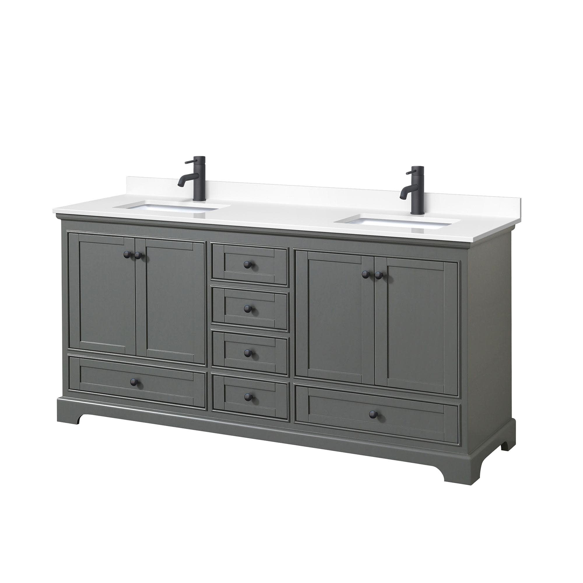 Wyndham Collection Deborah 72'' Double Bathroom Vanity with Marble Top