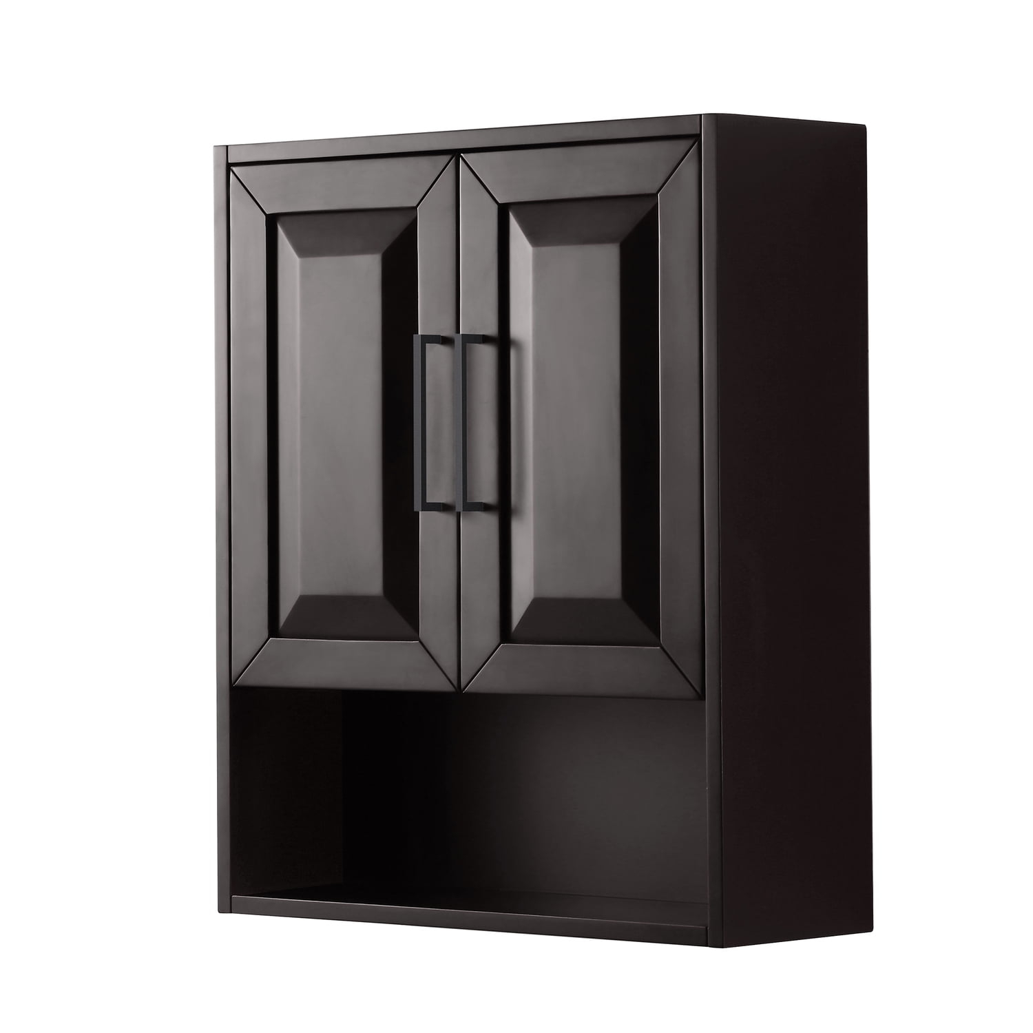 Wyndham Collection WCV2525WCEB Dark Espresso Daria Over-the-Toilet Bathroom Wall-Mounted Storage Cabinet with Matte Black Trim