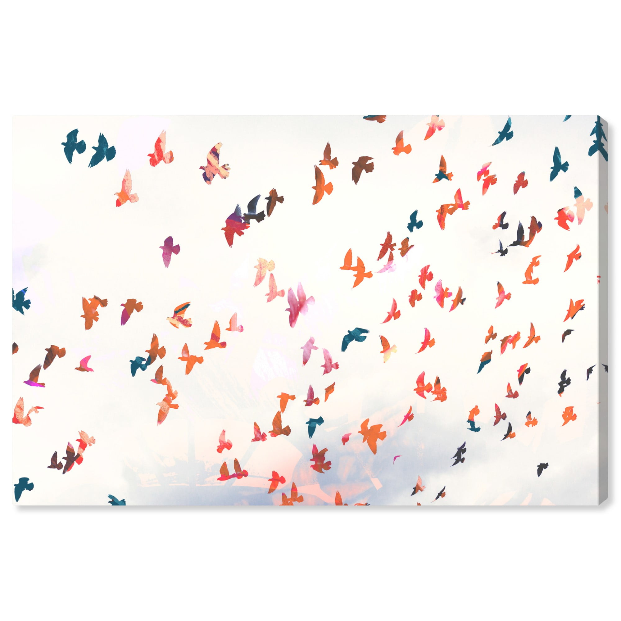 Wynwood Studio 'Birds in the Fall' Animals Wall Art Canvas Print - White, Orange, 36" x 24"