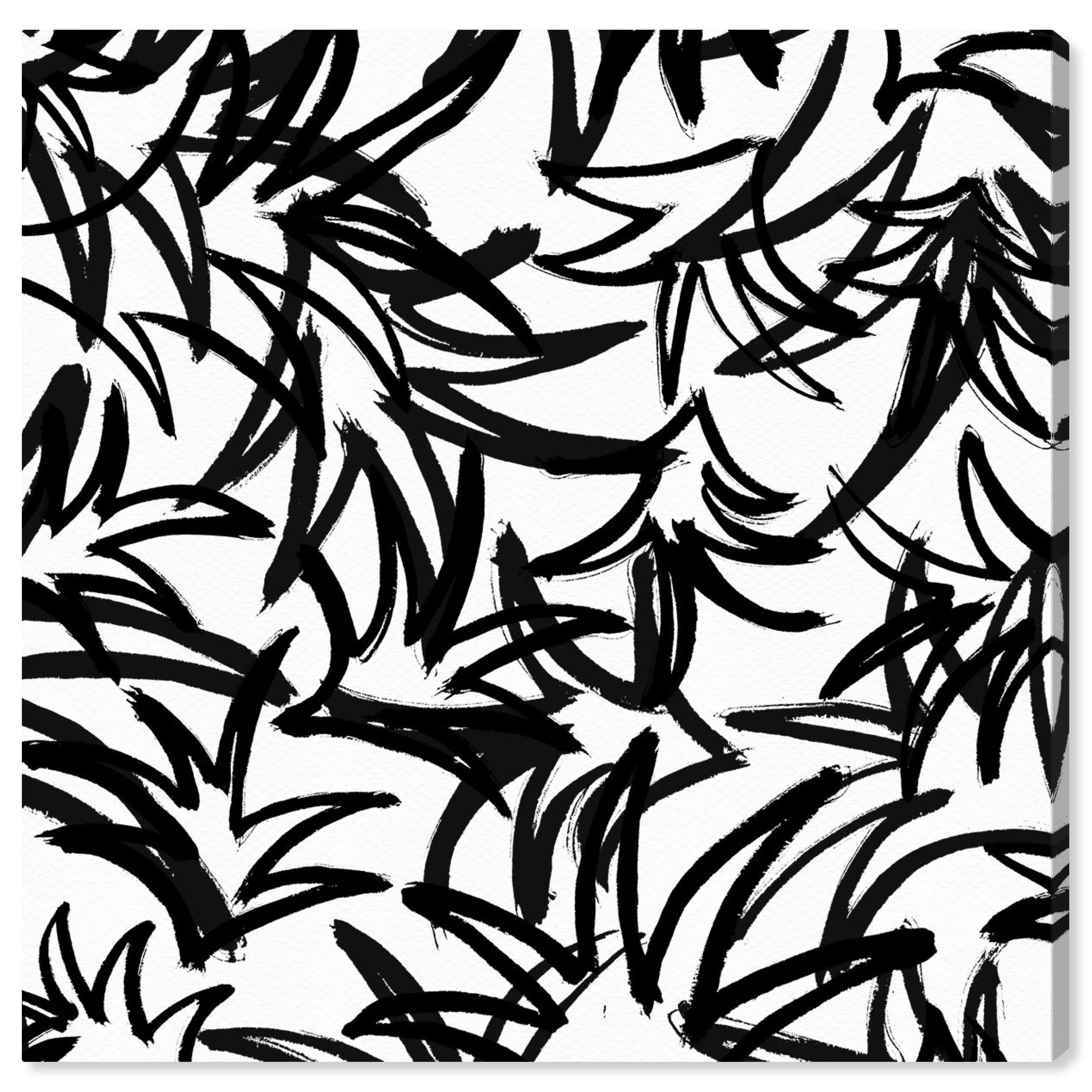 Wynwood Studio Canvas Pinapple Leaf Pattern Floral and Botanical Botanicals Wall Art Canvas Print Black 30x30