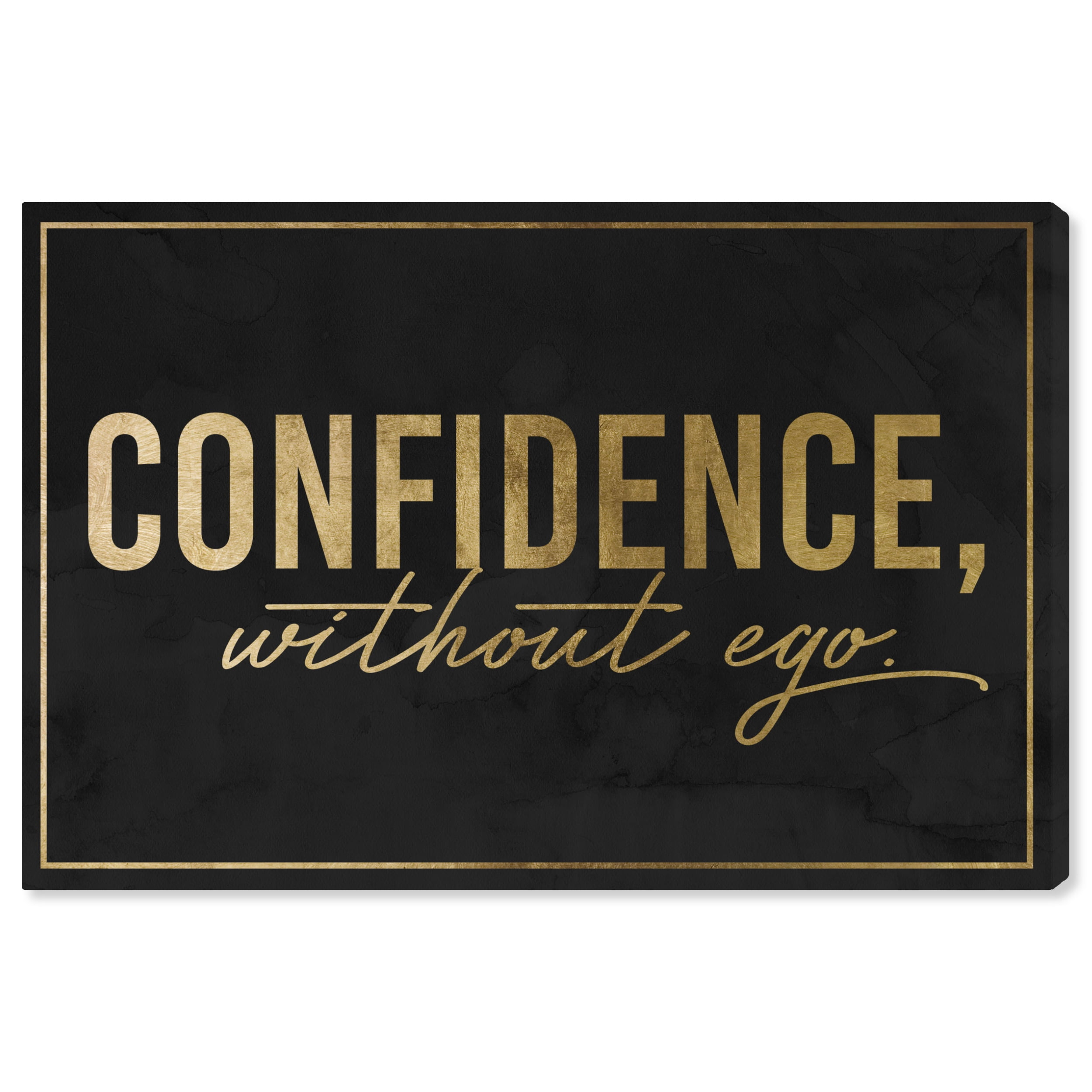 Wynwood Studio Canvas Without Ego Black Typography and Quotes Motivational Quotes and Sayings Wall Art Canvas Print Gold Metallic Gold 24x16
