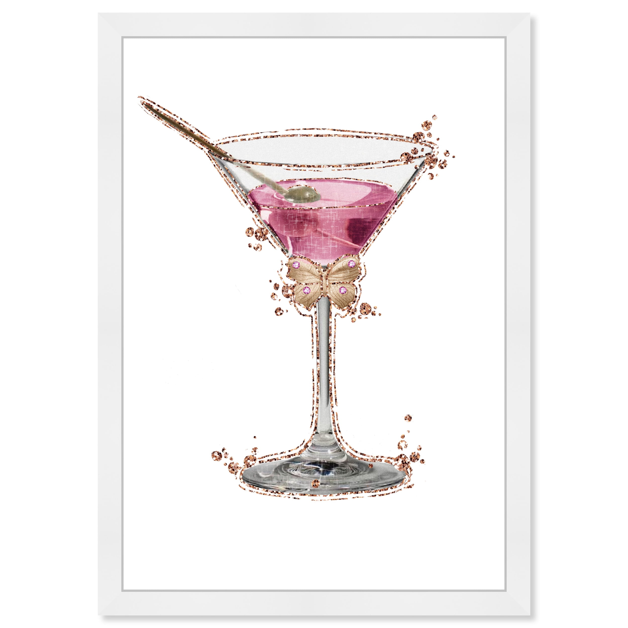 Wynwood Studio Prints Glimmering Martini Drinks and Spirits Cocktails Wall Art Canvas Print Pink Dark Pink 13x19