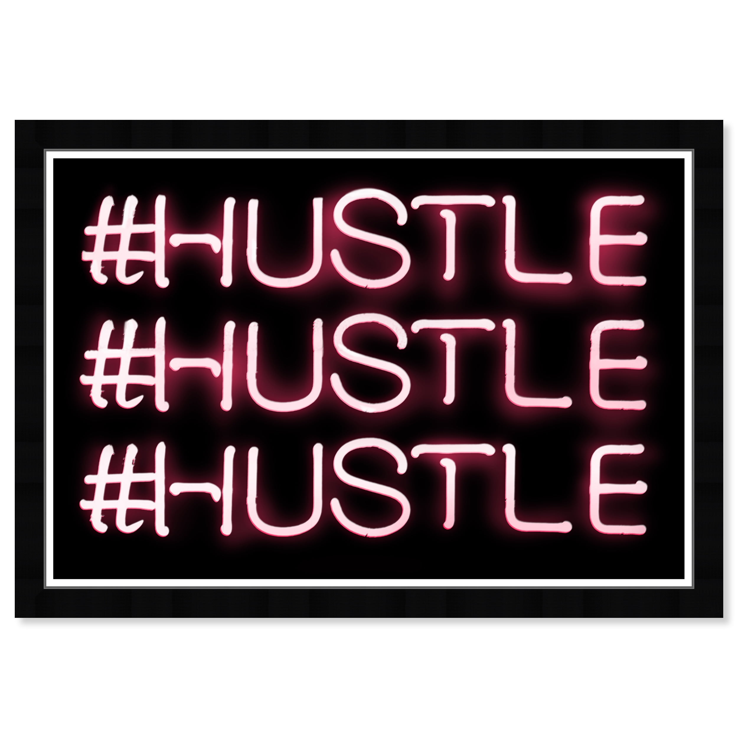 Wynwood Studio Prints Hustle Night Typography and Quotes Inspirational Quotes and Sayings Wall Art Canvas Print Pink Neon Pink 19x13
