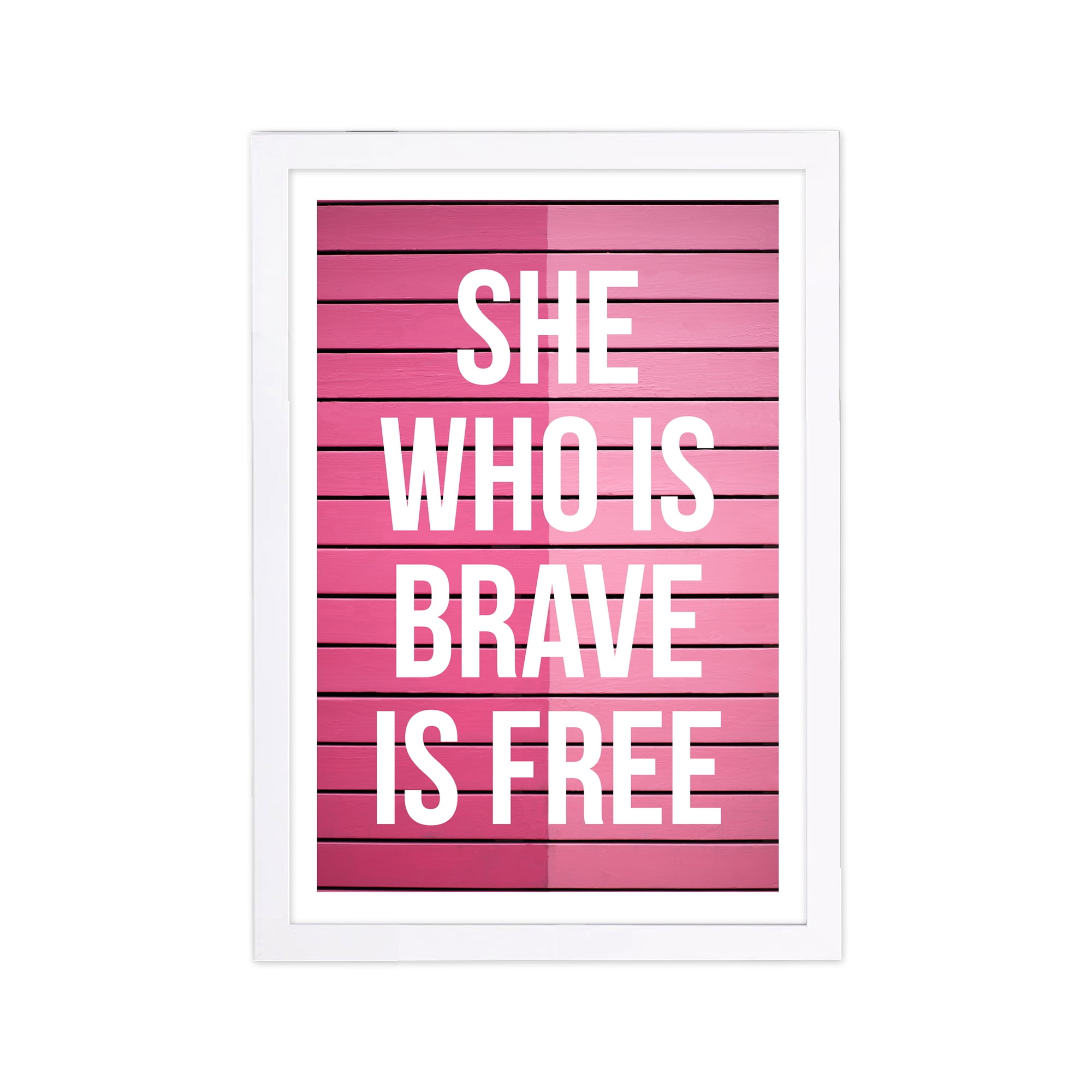 Wynwood Studio Typography and Quotes Framed Wall Art Prints 'She Is Free' Empowered Women Quotes and Sayings - Pink, White, 13" x 19"