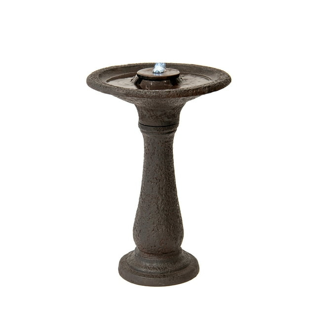 "X-Brand 23.43"" Tiered Resin Birdbath Garden Waterfall Fountain, Dark Brown"