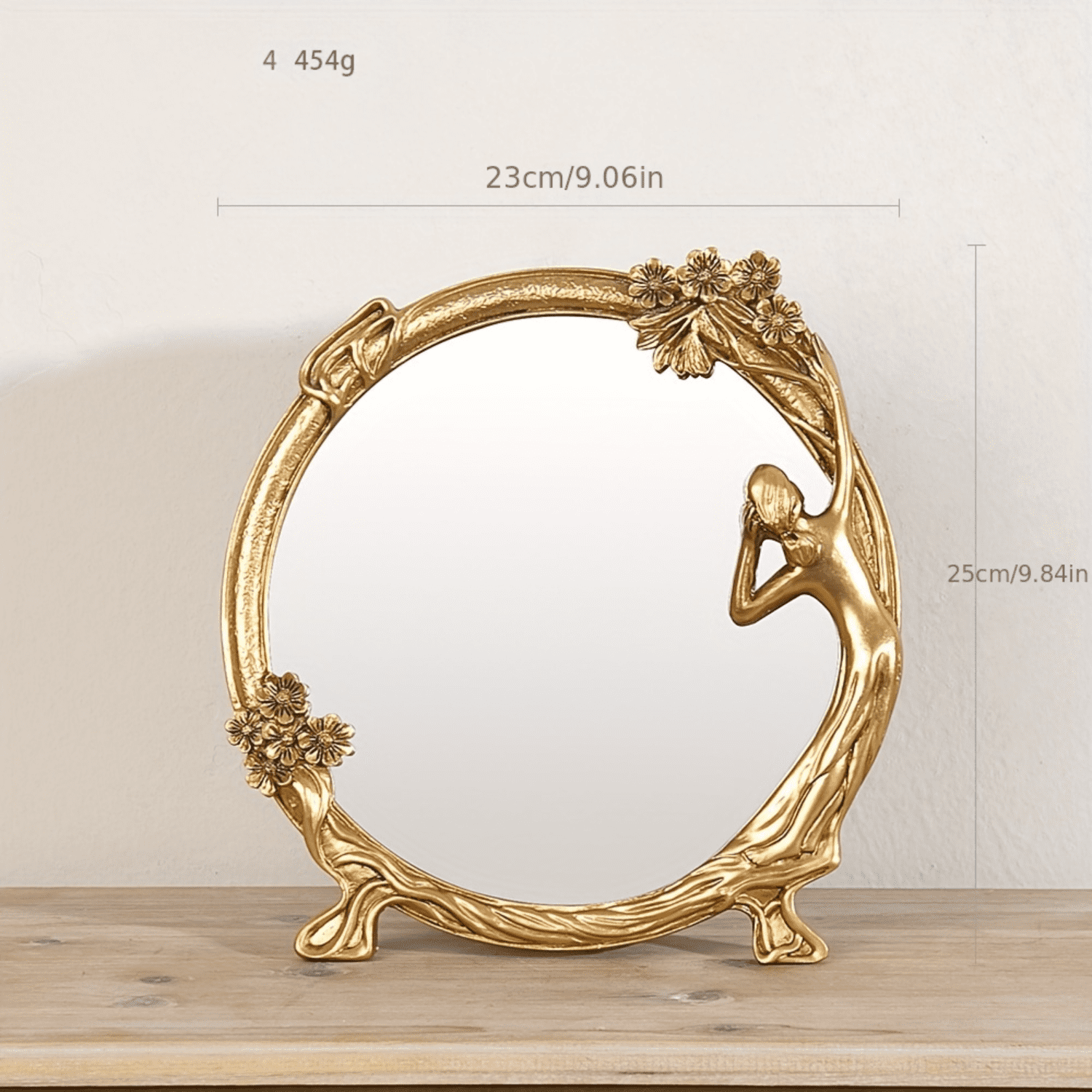 XGZHP2 Add Luxury European Vintage Resin Relief Mirror to Your Collection - Elegant Golden Decor for Dressing & Makeup - Timeless Antique-Style Prop with Feminine Charm - Perfect for Phot