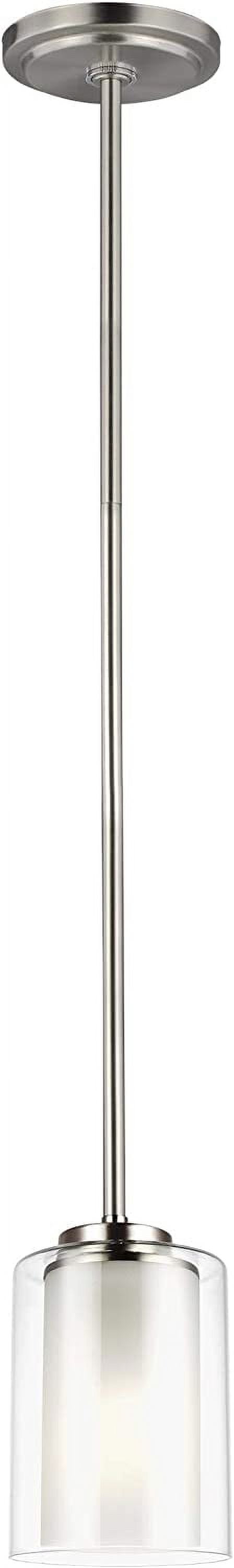 XIANMM Generation 6137301-962 Transitional One Light Pendant from Seagull-Elmwood Park Collection in Pewter, Silver Finish, Brushed Nickel