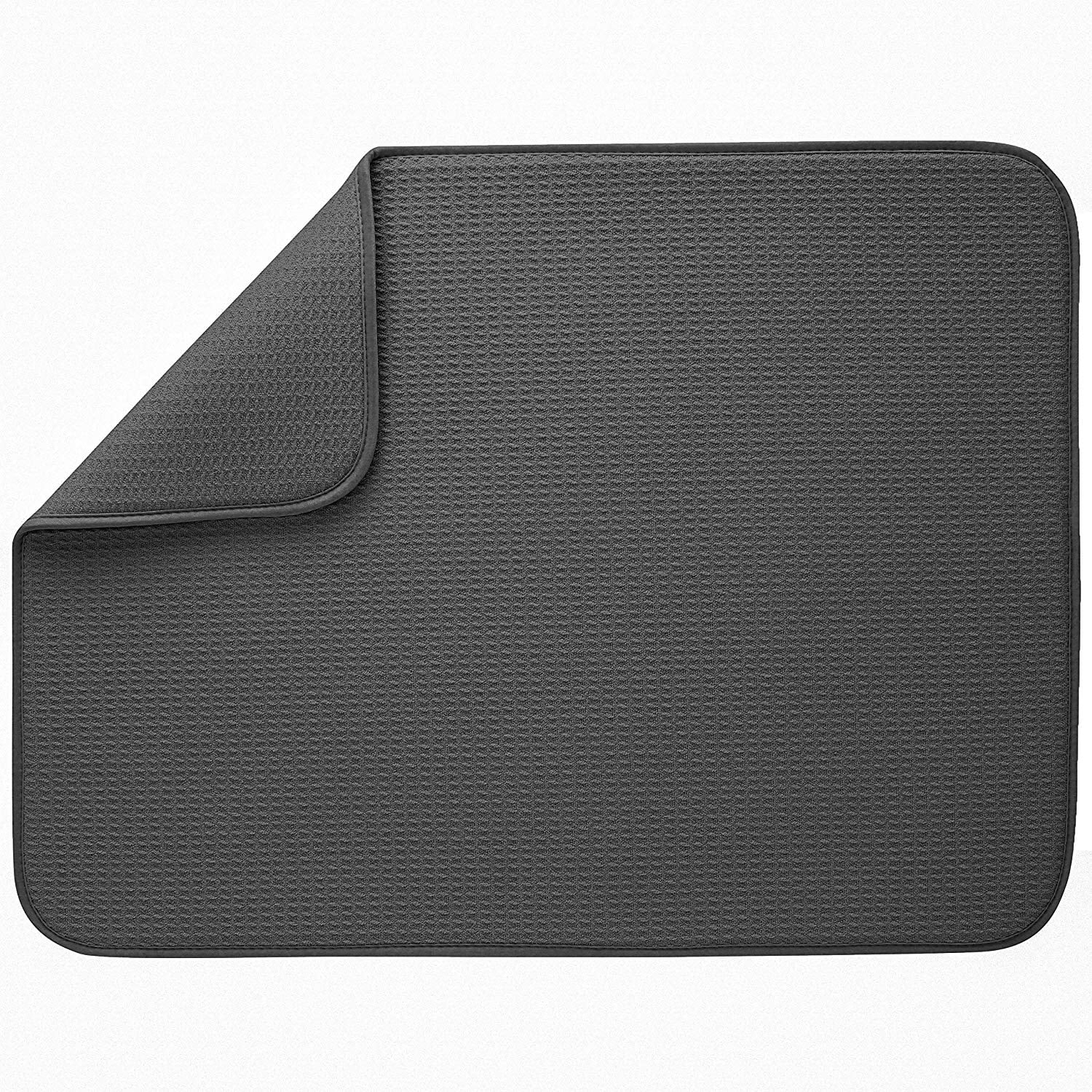 S&T INC. Dish Drying Mat XL, 18” x 24”, Absorbent Microfiber Kitchen Counter Mat, Dish Drying Pad for Dishes, Utensils, Pots and Pans, Extra Large, Charcoal