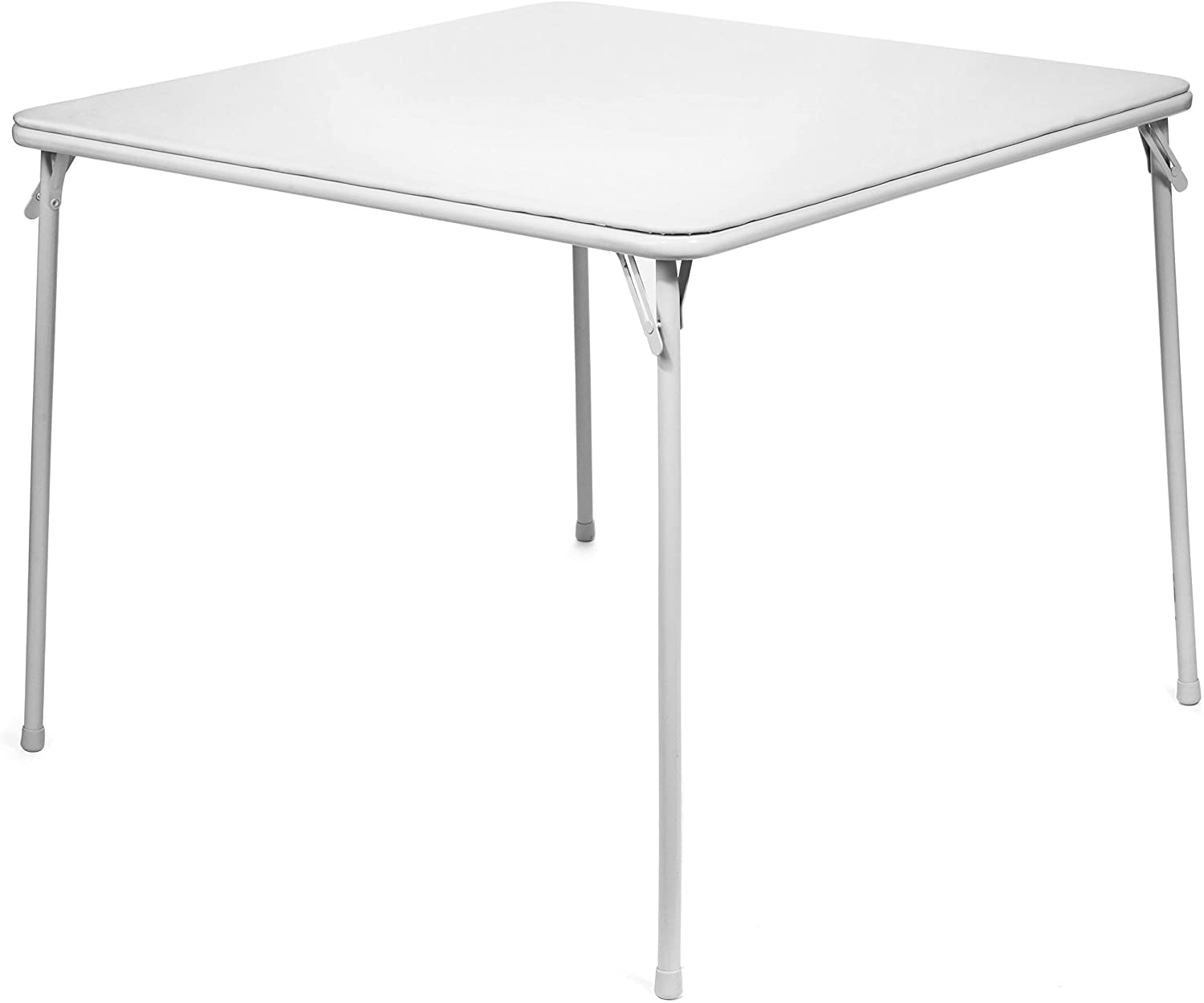 Square Folding Card Table - 38" - Easy-to-Use Collapsible Legs for Portability and Wheelchair Accessibility - Vinyl Upholstery for Convenient Cleaning - Steel Frame, White