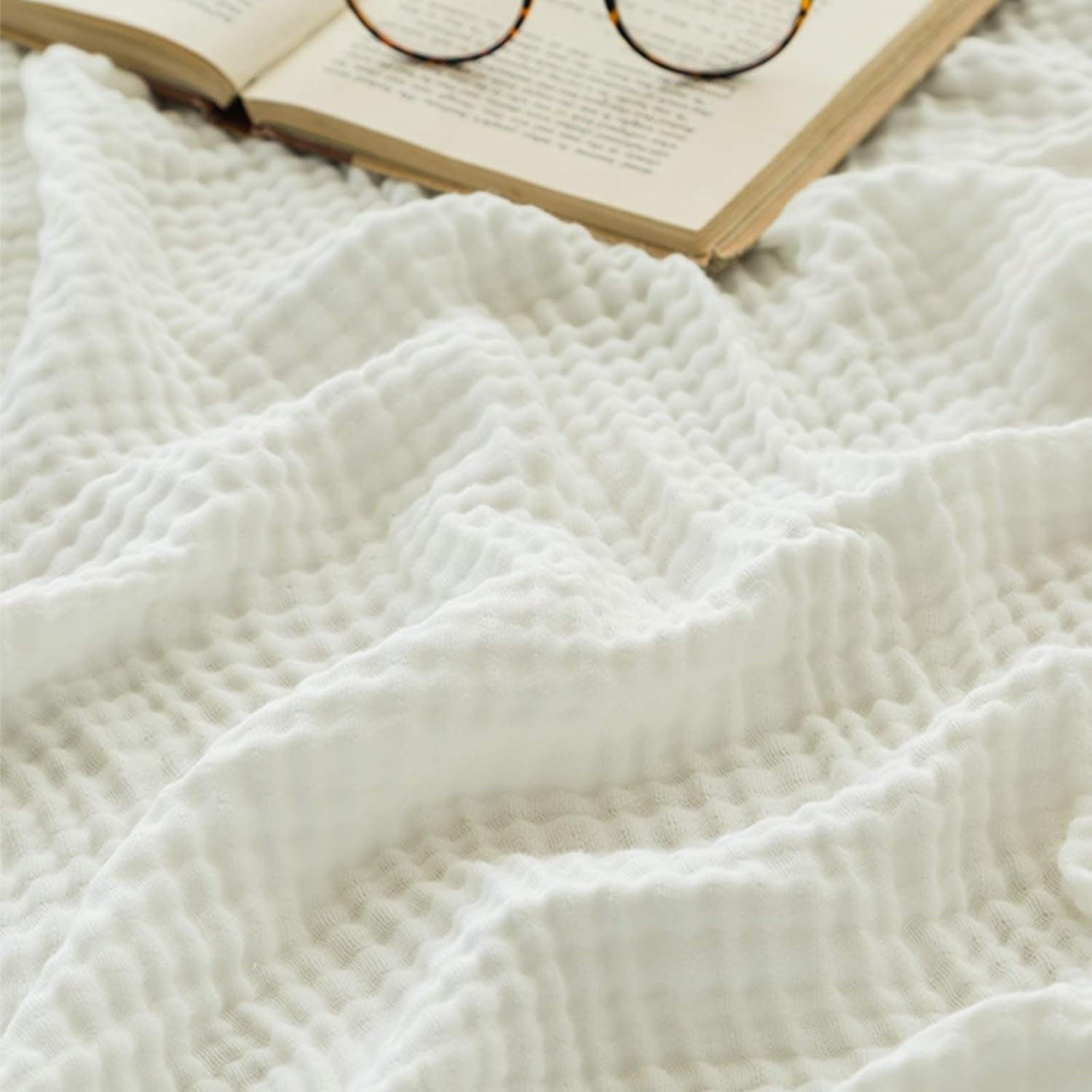 XXKQ Cotton Throw Blanket Large 50"x70" 100% Muslin for Couch Breathable Gauze All Season Soft and Lightweight Pre-Washed