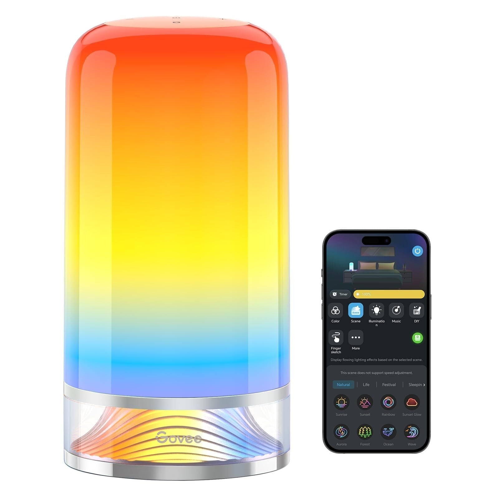 XZAMB Smart Table Lamp 2, Touch Bedside Small Table Lamp Work with Matter, Alexa, LED Desk Lamp with 64 Scene Modes, Color Changing Lamp for Bedroom Living Room Dimmable Night Light(Corded)