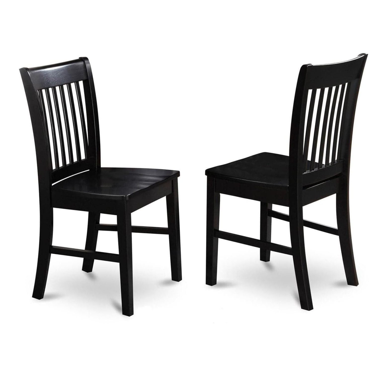 East West Furniture, Norfolk Dining Chair Wood Seat Black Finish, Set of 2