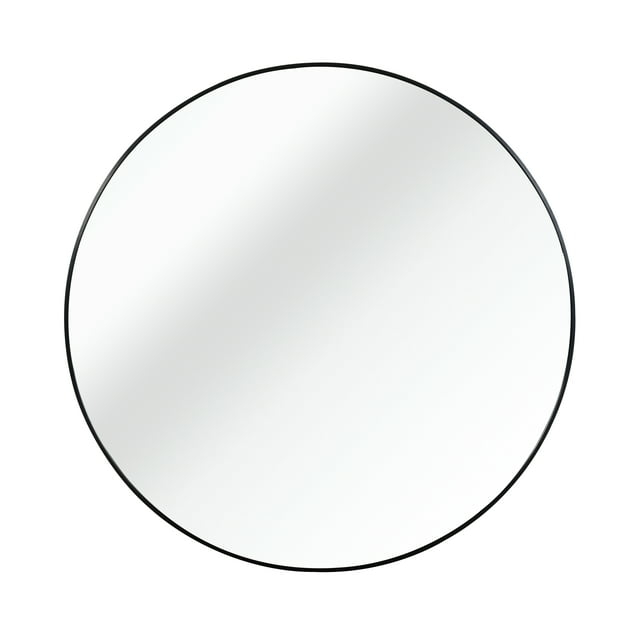 Black 16 Inch Metal Round Bathroom Mirror