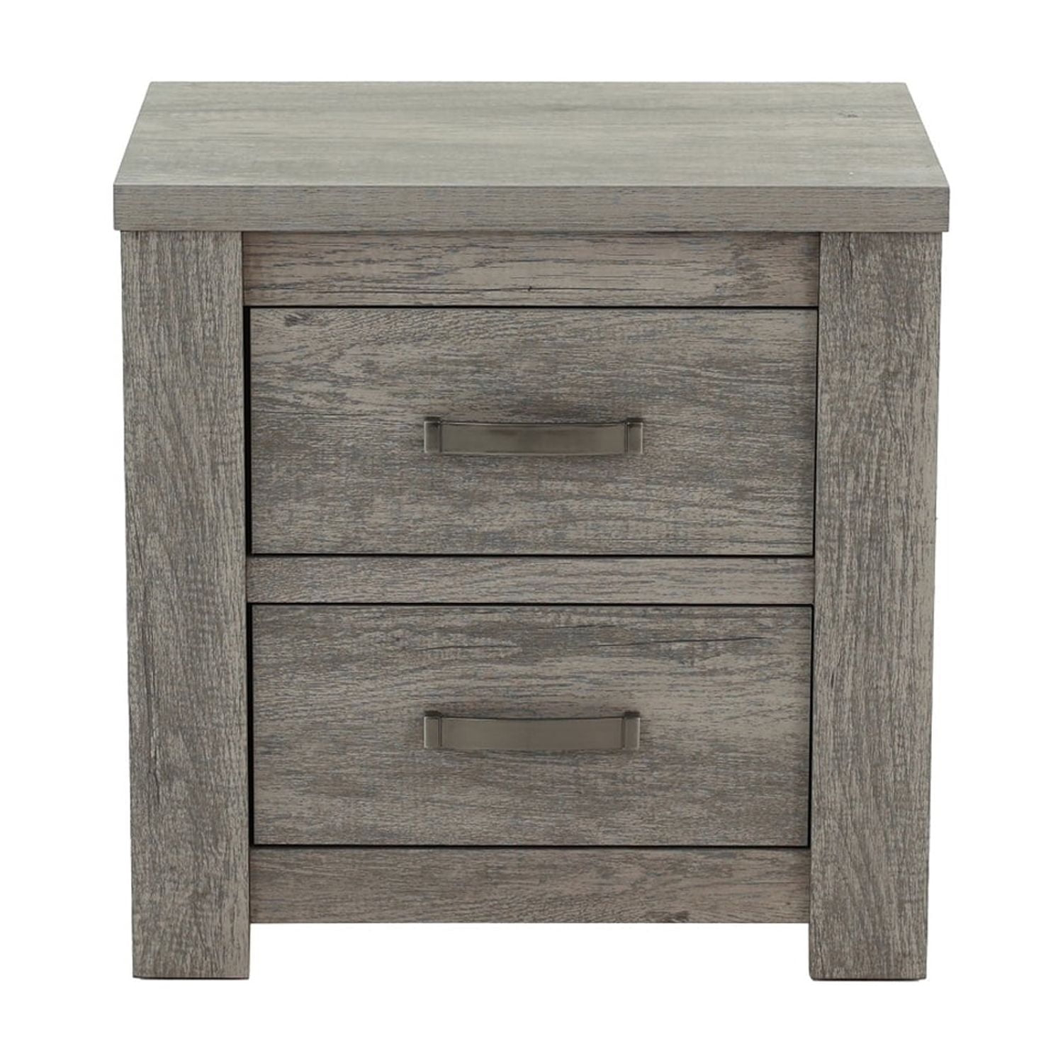 Gray Particle Board and MDF 2-Drawer Nightstand
