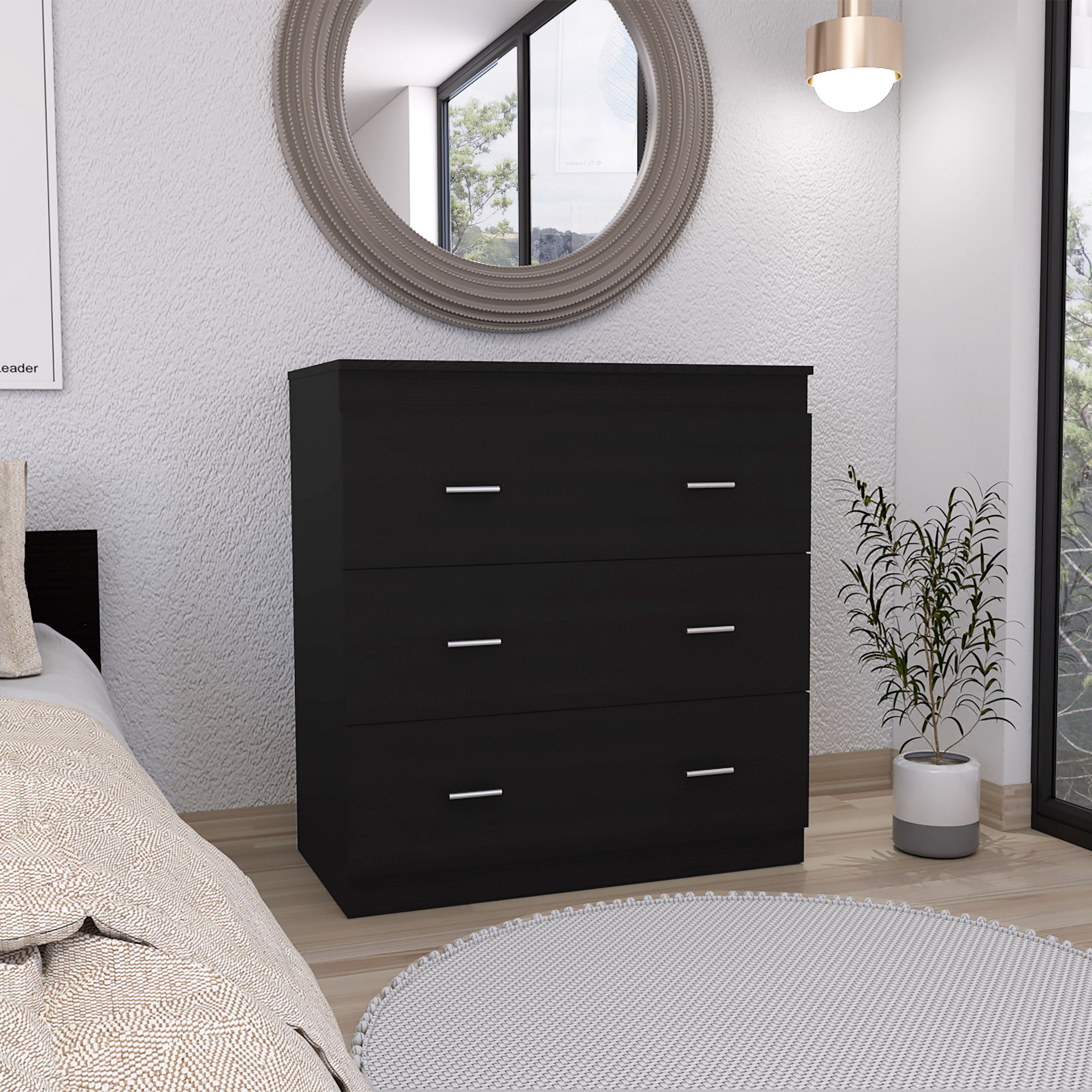 Depot E-Shop DE-CLW6468 Capri Three Drawer Dresser, White
