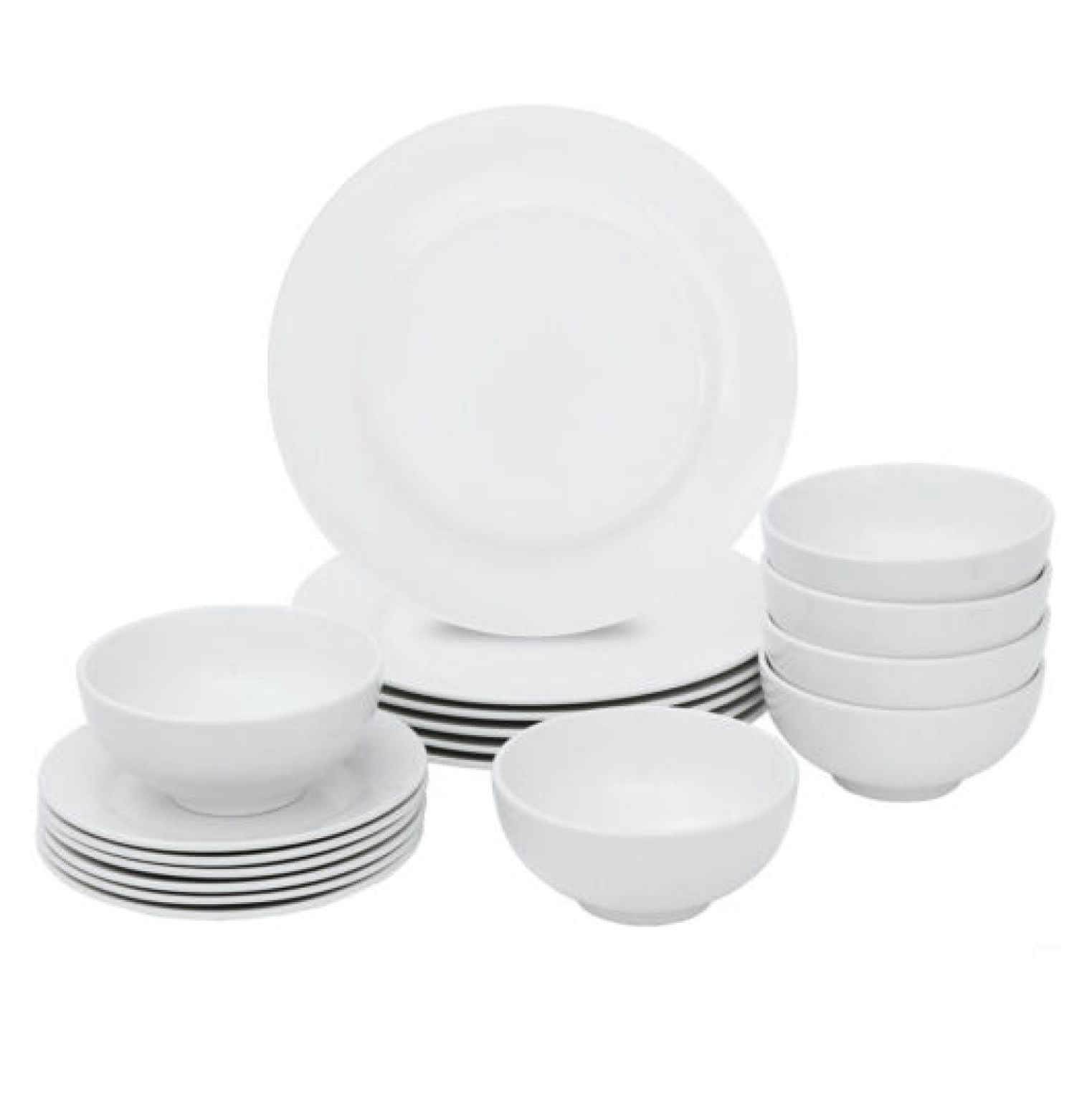 18 Pieces Dinner Plates & Bowls Set Home Kitchen Dinnerware Service for 6 Person - White