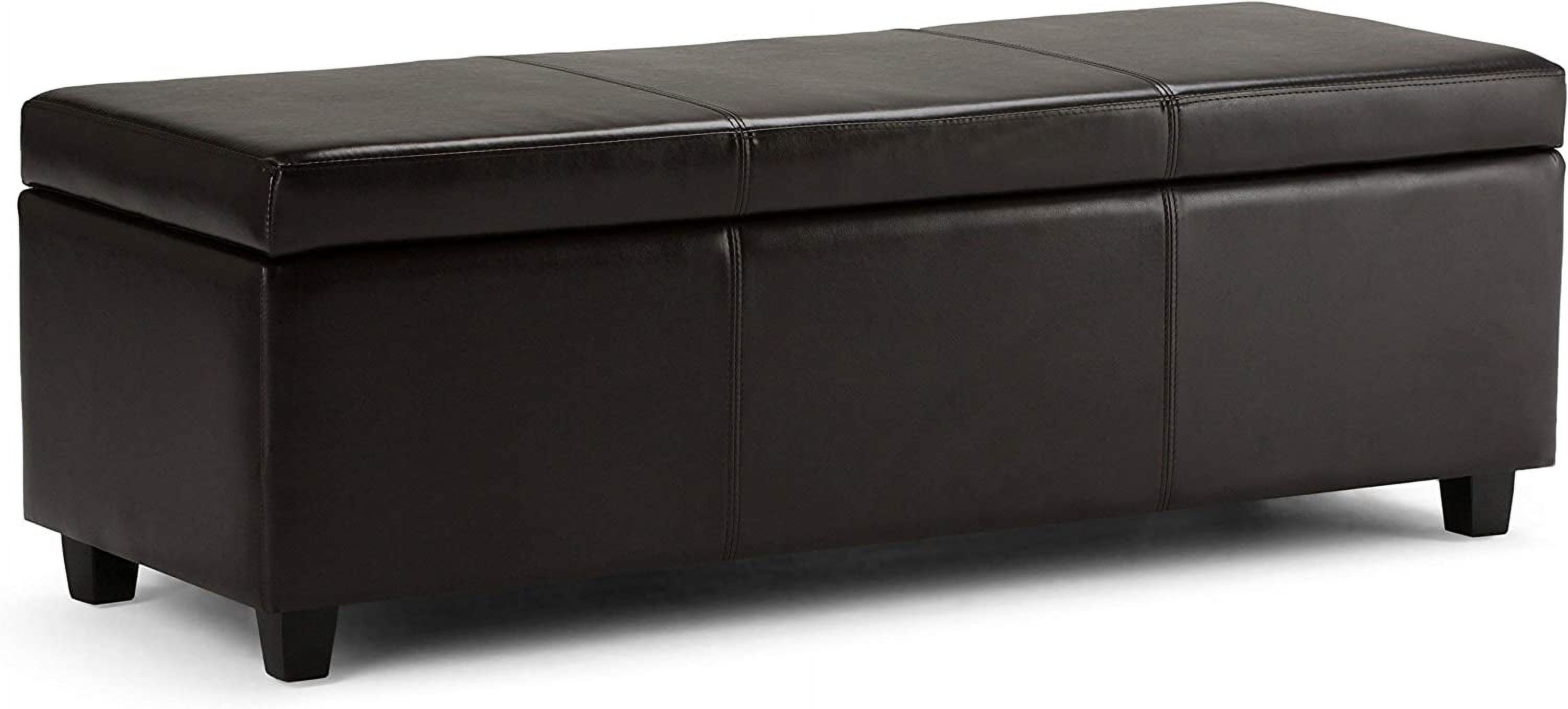 Simpli Home Avalon Faux Leather Storage Bench in Tanners Brown