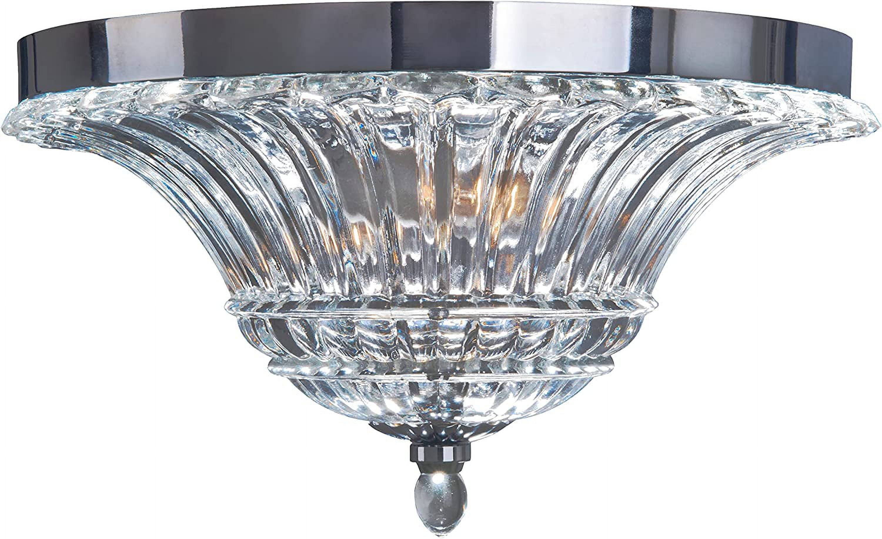 Elegant Designs 2 Light Glass Ceiling Light Glacier Petal Flushmount, Chrome