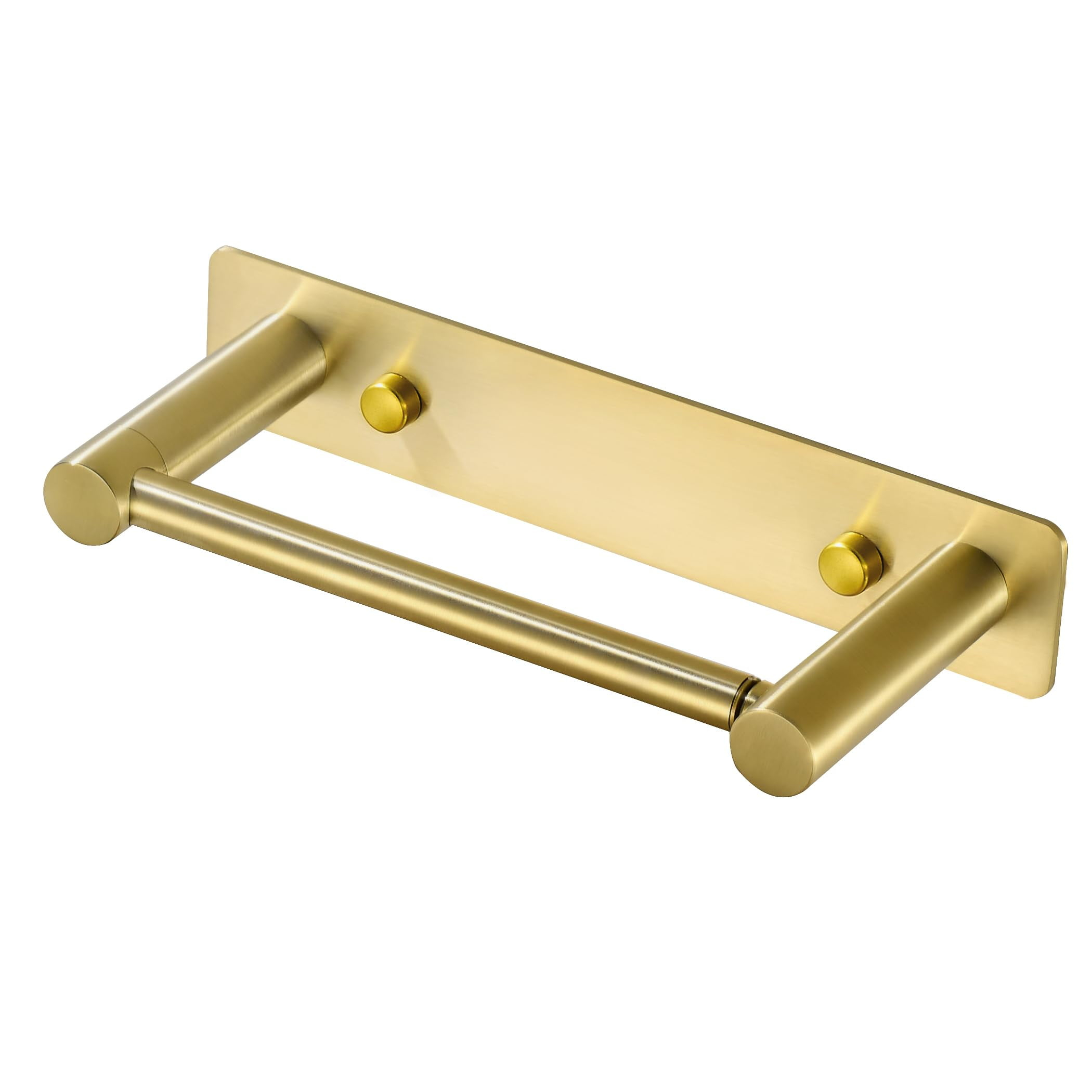 MOGFCT Toilet Paper Holder Brushed Gold Wall Mounted, Double Post Pivoting Toilet Paper Holder SUS 304 Stainless Steel Bathroom