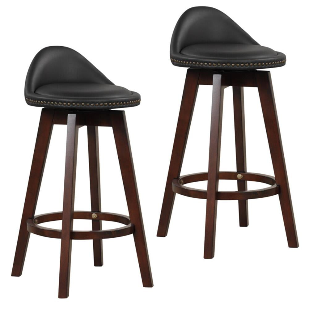 YYAo Bar Stools,Kitchen Dining Bar Chairs,2 Pieces Cushioned Swivel Bar Stool Set with Low Back-Black