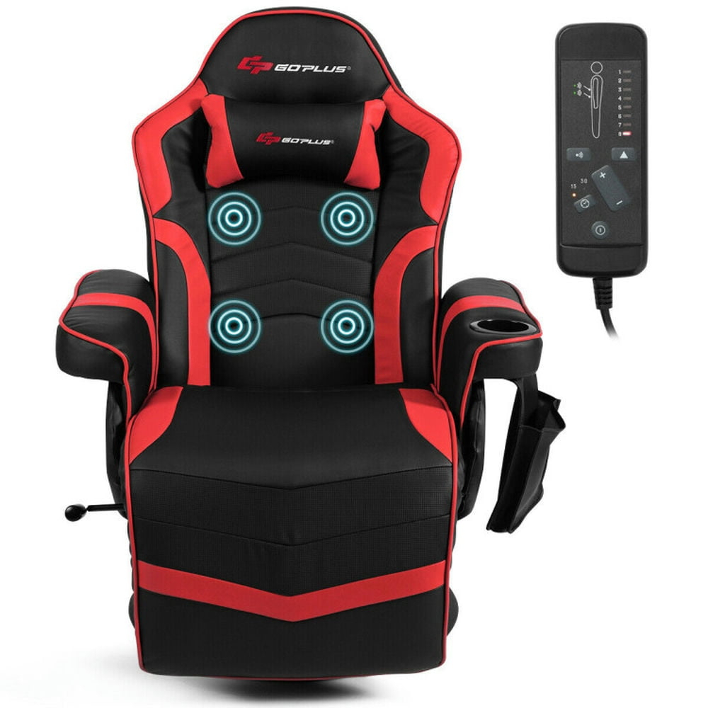 GVN Gaming Chairs,Ergonomic High Back Massage Gaming Chair with Pillow-Red