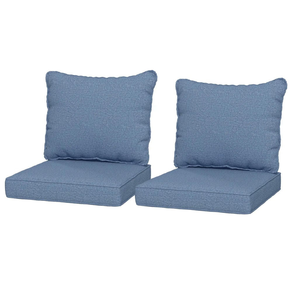 YYAo Outdoor Chair Cushions, Waterproof Outdoor Seat Pads, 4 Patio Chair Cushions with Seat & Backrest, Fade Resistant Seat Replacement Cushion Set, Blue