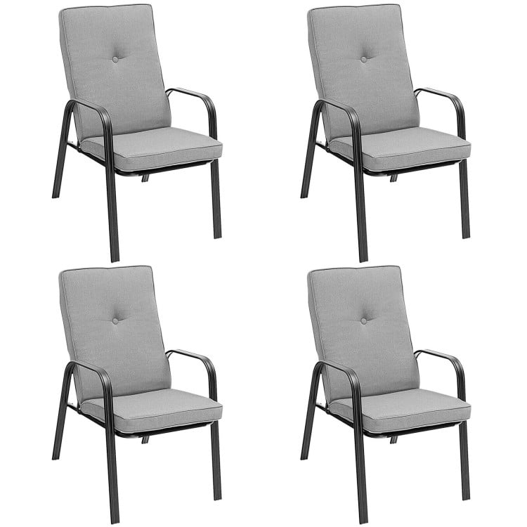 Resenkos 4 Patio Dining Stackable Chairs Set with High-Back Cushions, Outdoor Dining Chair for Outside Patio, All Weather, Porch, Garden, Poolside
