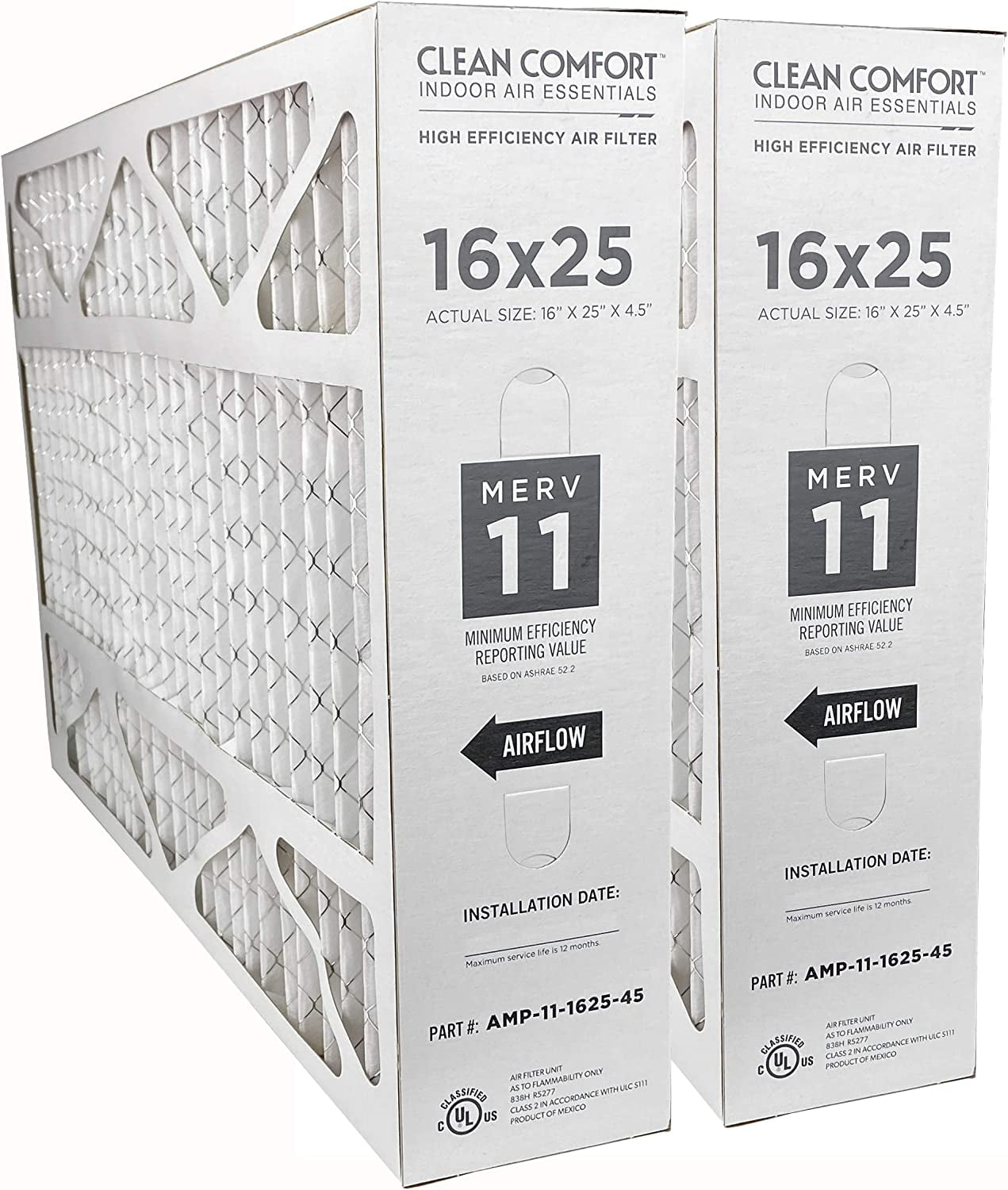 YYOJ Clean Comfort Media Air Filter MERV 11 Appliance Air Filters, 16" x 25" x 4.5", 2-Pack