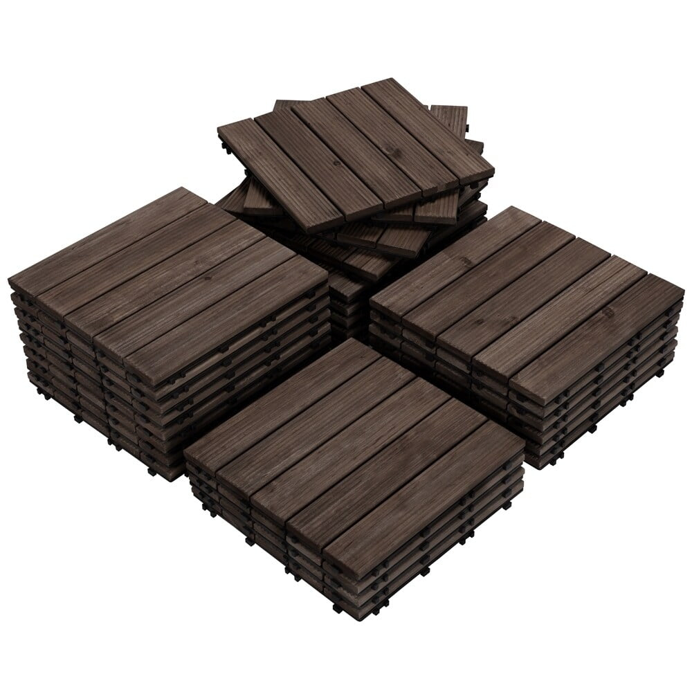 Yaheetech  27pcs 12"x12" Tiles for Patio Garden for  Indoor & Outdoor Black