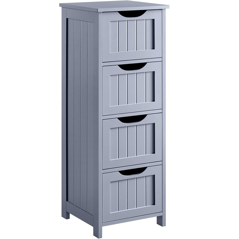 Yaheetech  Bathroom Floor Cabinet Slim Bath Cabinet with 4 Drawers Grey