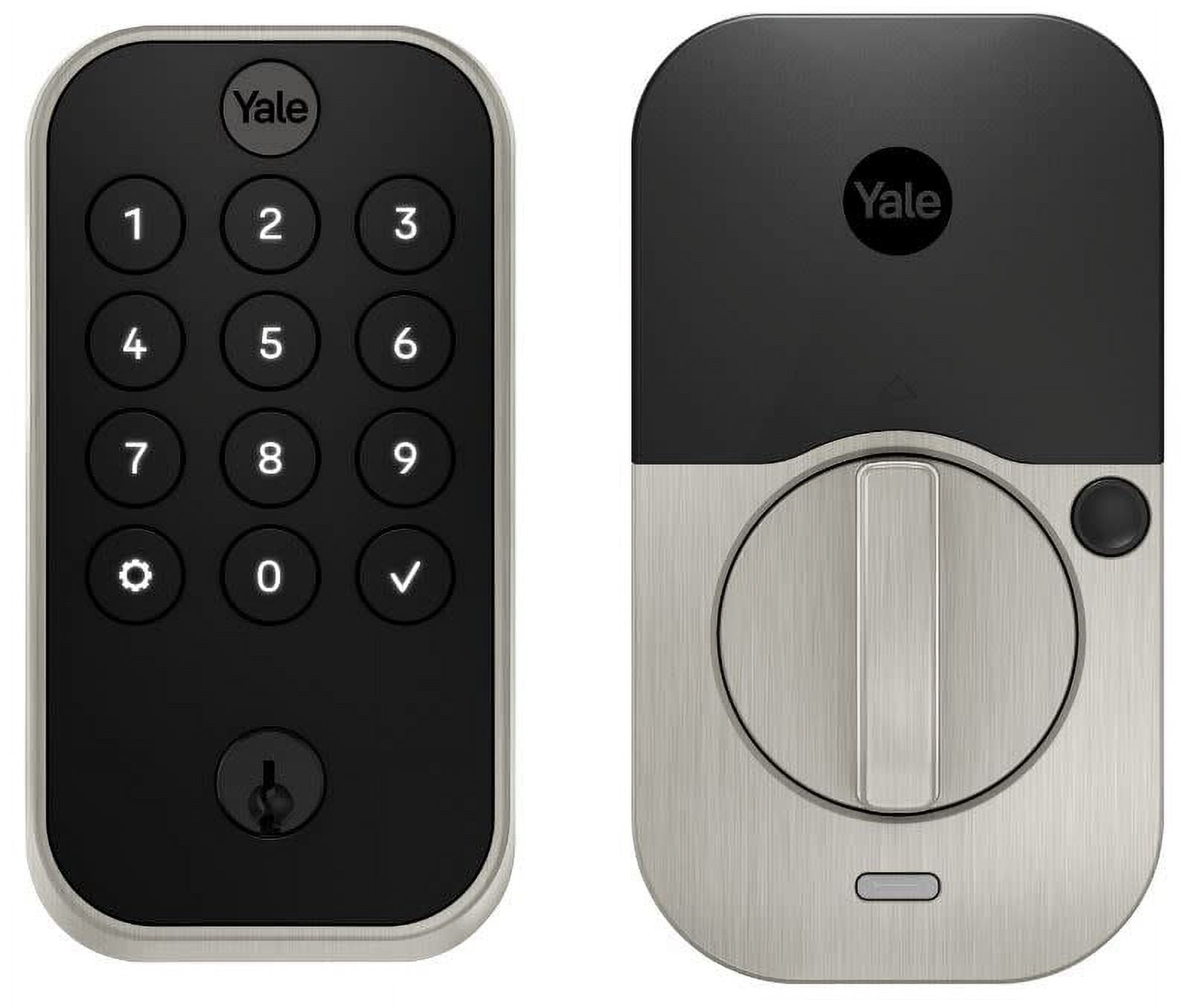 Assure Lock 2; Smart Door Lock with Bluetooth and Pushbutton Keypad; Satin Nickel