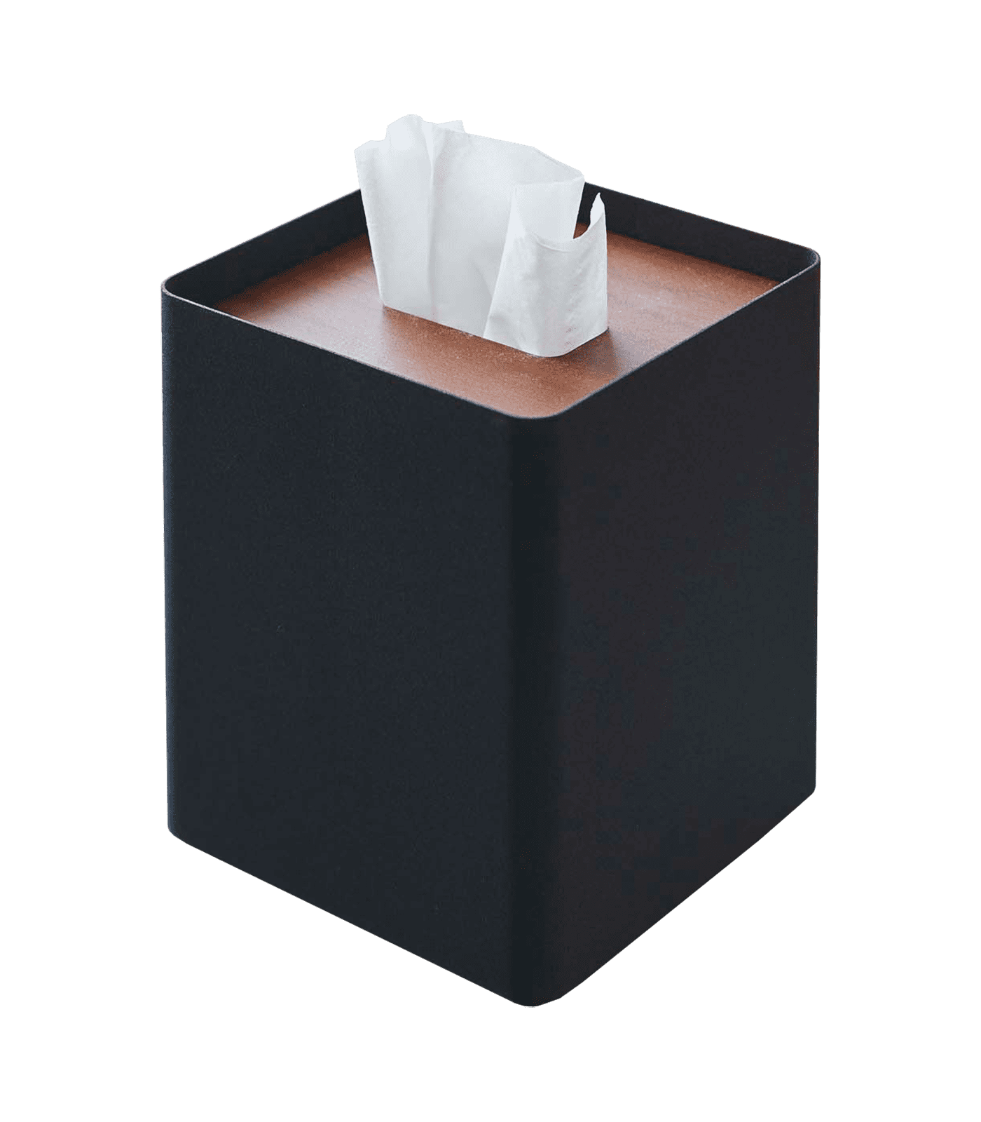 Yamazaki Home Tissue Box Cover - Square, Walnut, Steel, Lid, No Assembly