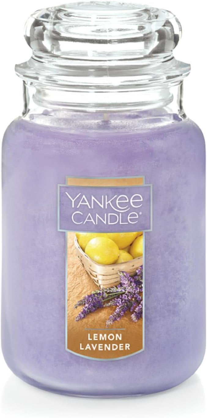Yankee Candle Lemon Lavender Scented, Classic 22oz Large Jar Single Wick Candle, Over 110 Hours of Burn Time