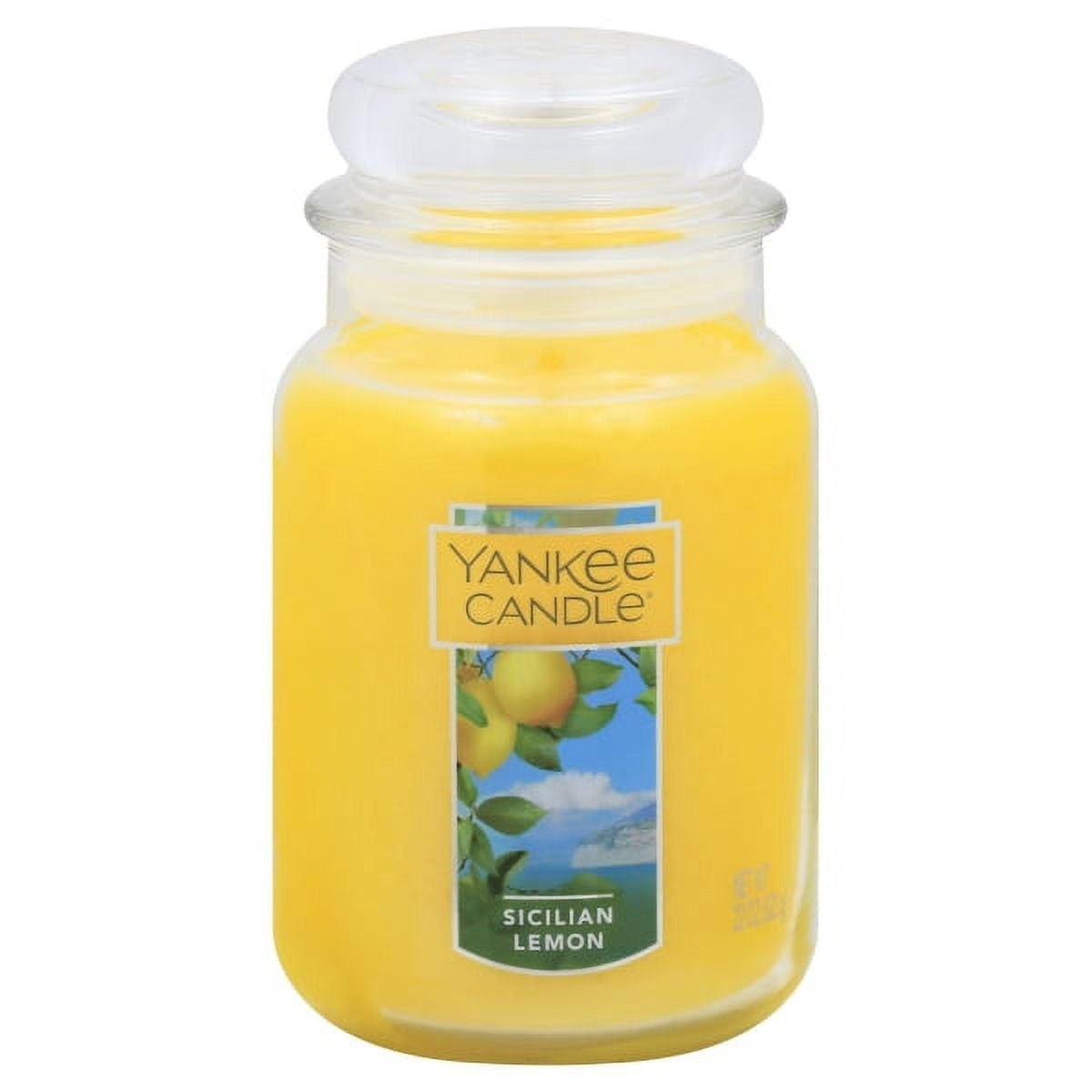 Yankee Candle Vela Sicilian con Aroma a Limón Premium Grado Parafina Wax con hasta 150 Horas de Combustión, Frasco Grande
