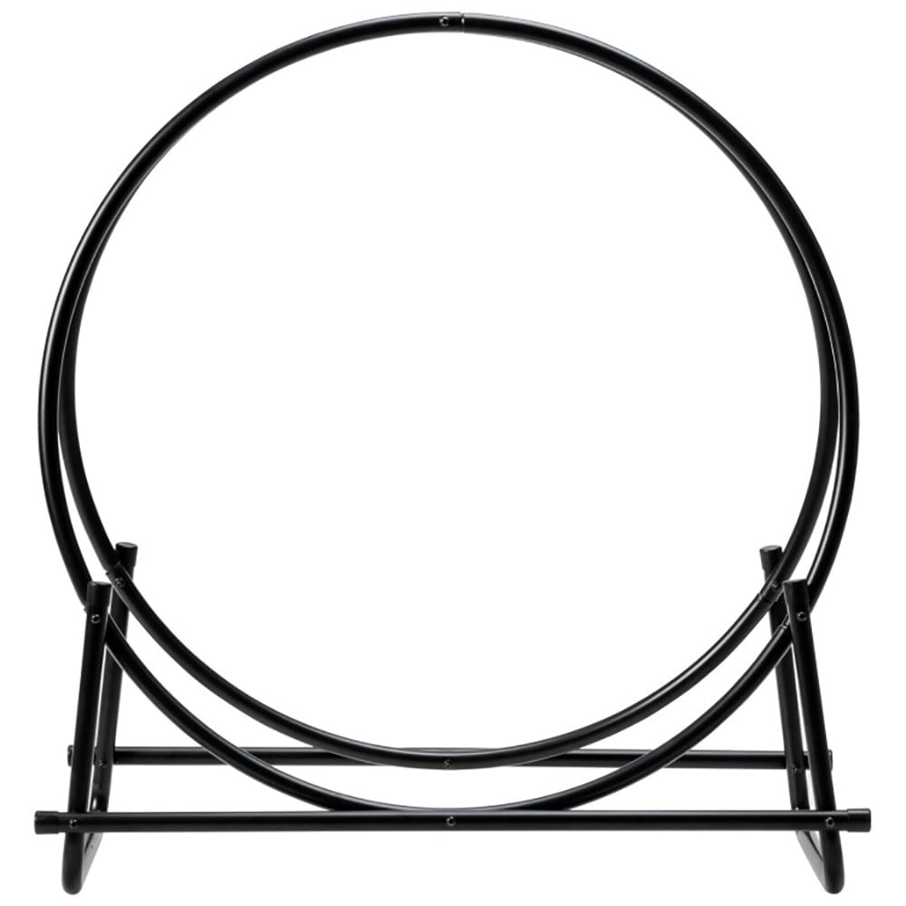Yardi Yard 30-Inch Tubular Steel Log Hoop Firewood Storage Rack, Firewood Rack Outdoor, Heavy Duty Fire Logs Stand Stacker Holder for Fireplace Metal Lumber Storage Carrier Organizer