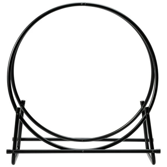 Yardi Yard 30-Inch Tubular Steel Log Hoop Firewood Storage Rack, Firewood Rack Outdoor, Heavy Duty Fire Logs Stand Stacker Holder for Fireplace Metal Lumber Storage Carrier Organizer