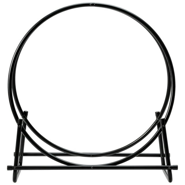 Yardi Yard 30-Inch Tubular Steel Log Hoop Firewood Storage Rack, Firewood Rack Outdoor, Heavy Duty Fire Logs Stand Stacker Holder for Fireplace Metal Lumber Storage Carrier Organizer