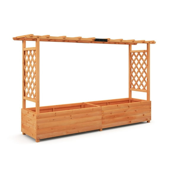 Yardi Yard Raised Garden Bed with Side Trellis Hanging Roof and Planter Box-Orange, Raised Garden Bed for Patio or Yard Gardening