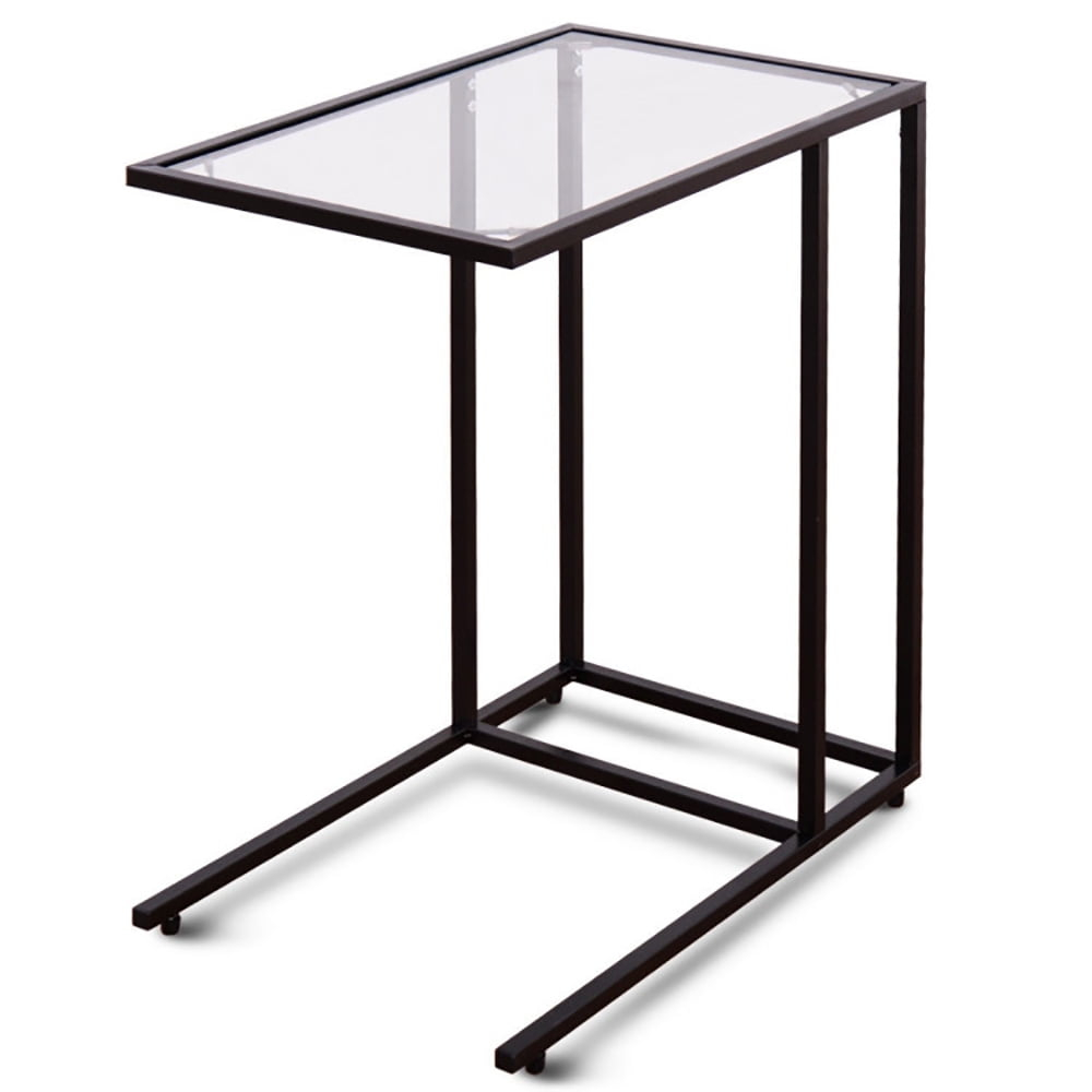 Canddidliike Sofa End Table Coffee Side Table with Glass Top, Glass Top Side Table, Sturdy Steel Frame, Easy to Clean, Great for End Tables & Decorative Displays