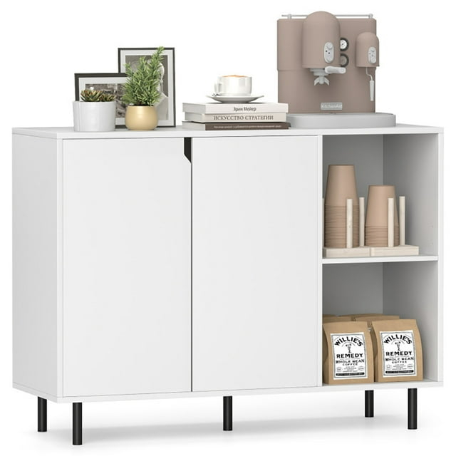 Resenkos Sideboard Buffet Cabinet,Kitchen Storage Cabinet,42 Inch Sideboard Buffet Cabinet Kitchen with Adjustable Shelves-White